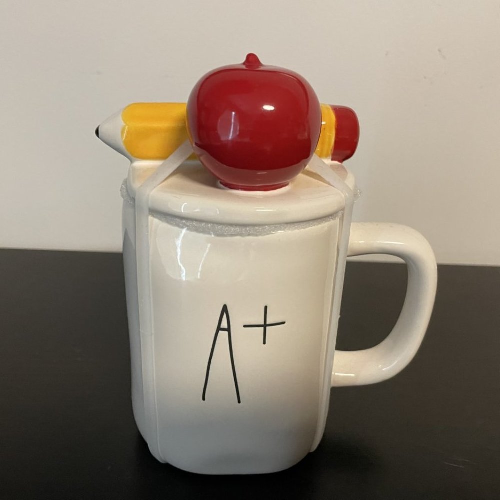 Rae Dunn "A+" Mug with Apple & Pencil Topper